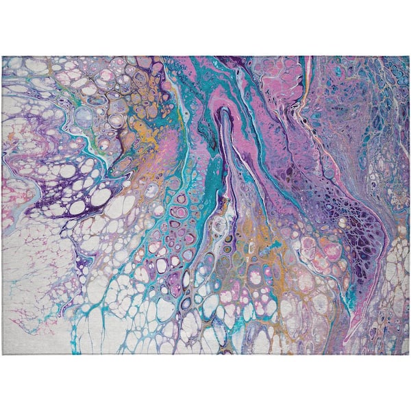 Karina Purple 1 ft. 8 in. x 2 ft. 6 in. Geometric Indoor/Outdoor Area Rug