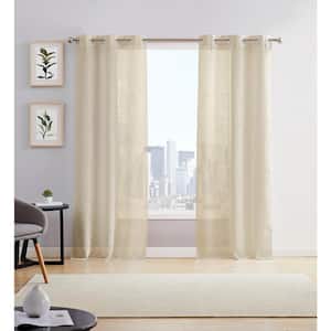 Taupe Linen Grommet Sheer Curtain - 38 in. W x 84 in. L (Set of 2)