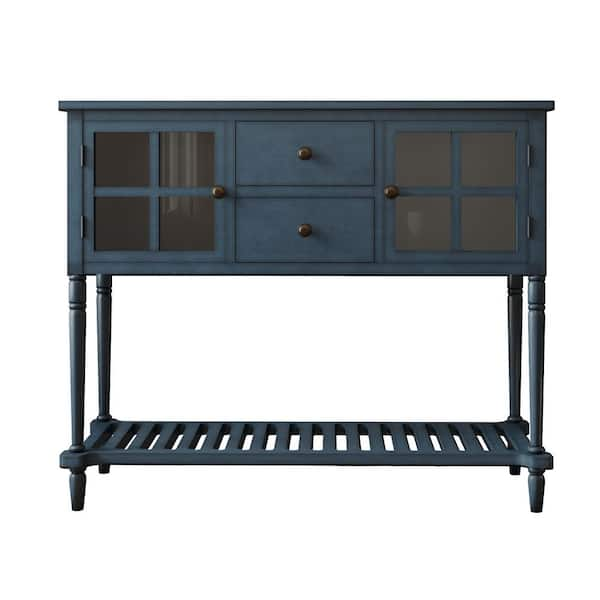 wetiny 42 in. Wood Rectangle Navy Sideboard Console Table S0414444AAM ...