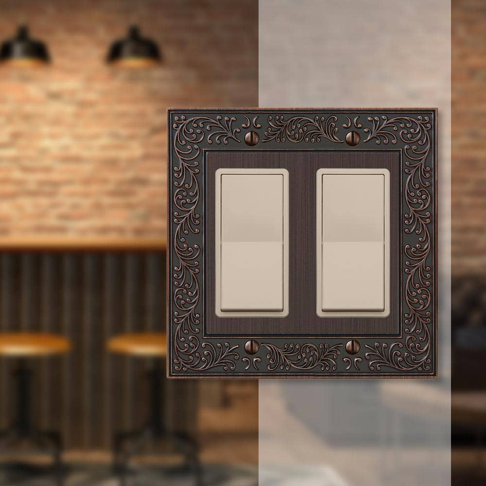 Aged Bronze Double Rocker Cast Metal Wallplate