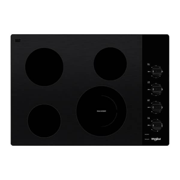 30 in. Radiant Electric Ceramic Glass Cooktop in Black with 4 Burner Elements including a Dual Radiant Element