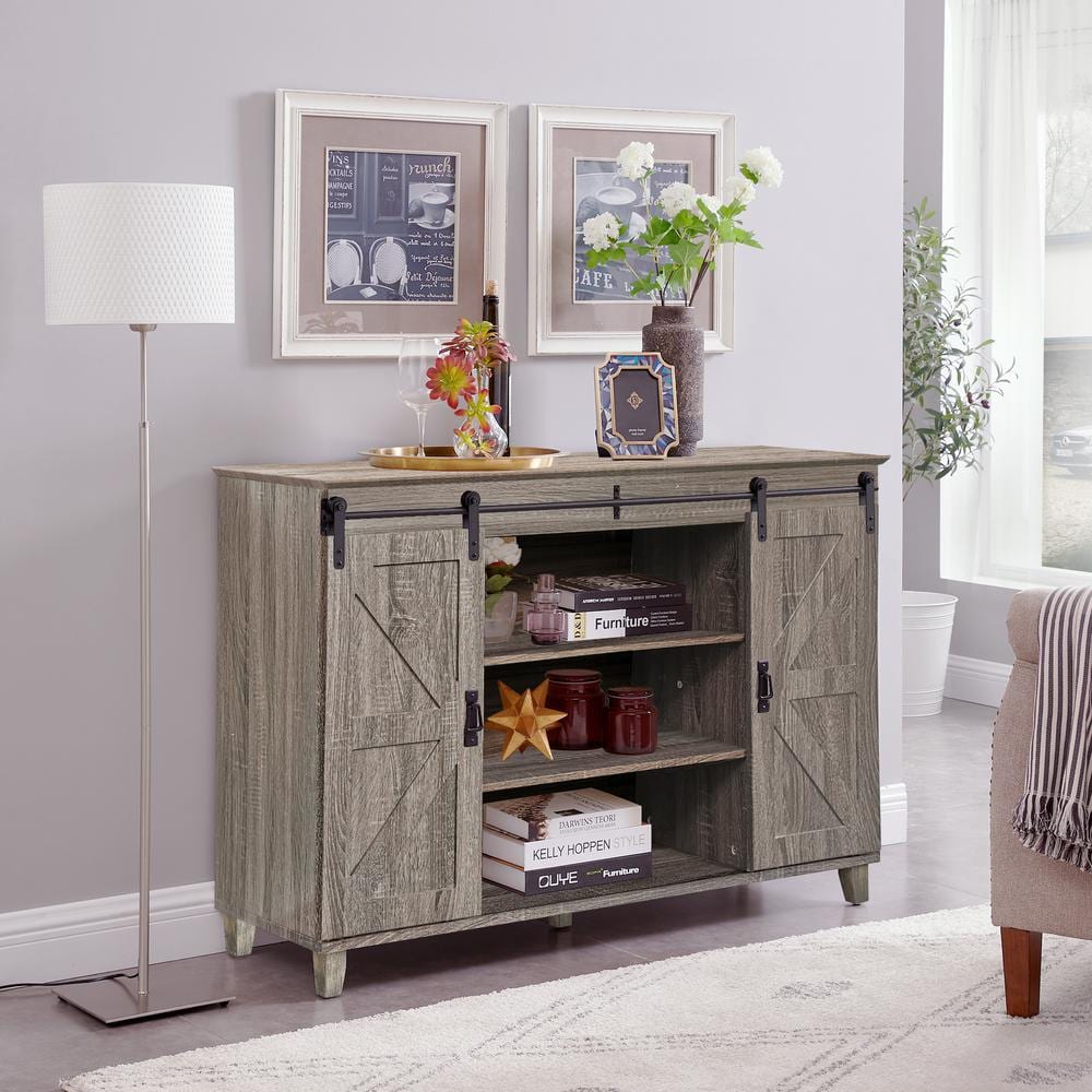 Boyel Living Barn Door Console/Distressed Wood JHCA0008BBW The Home