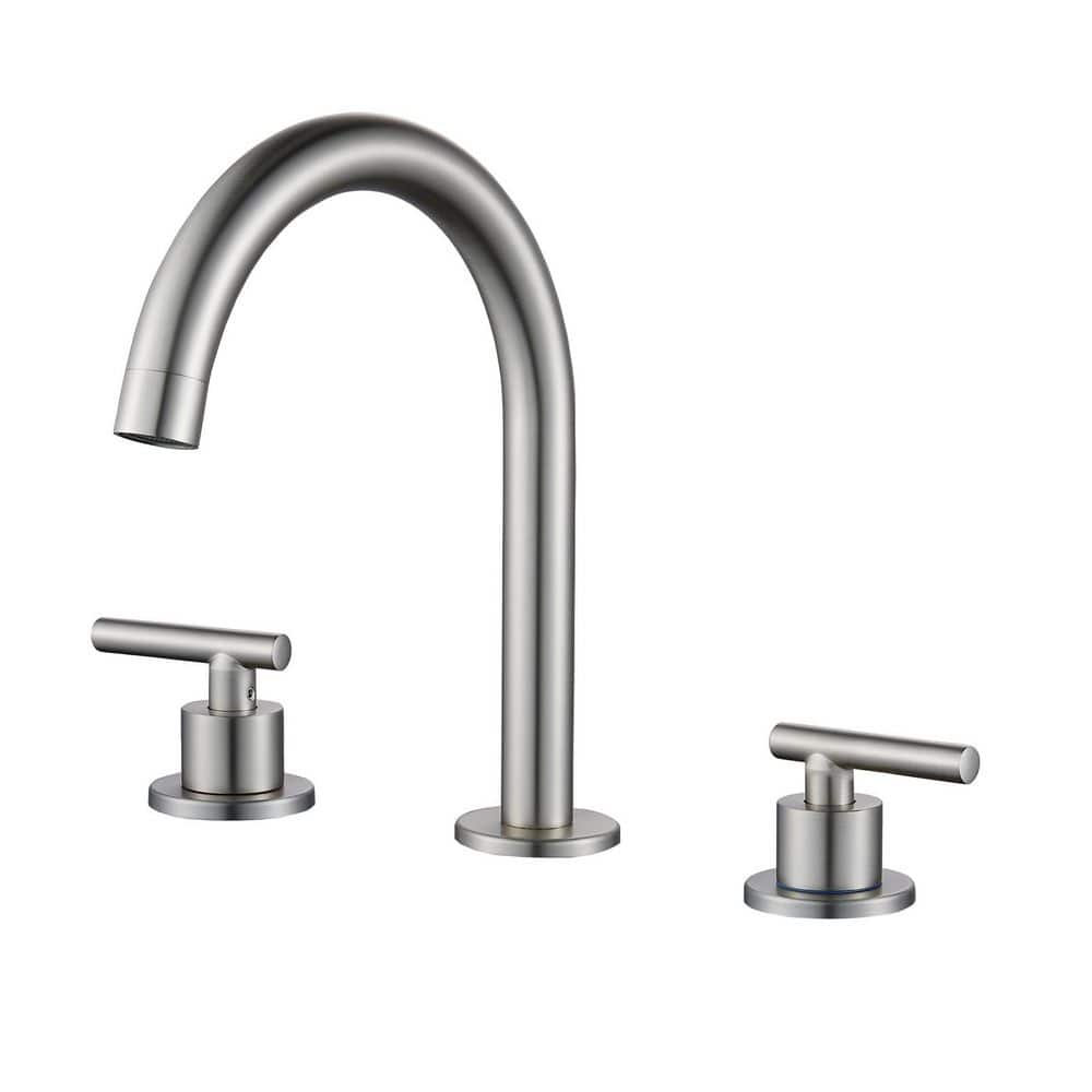 Modern 8 in. Widespread Double Handle Bathroom Faucet 3-Holes Water-Saving With Drain Kit In Brushed Nickel price history on PriceWatchPro