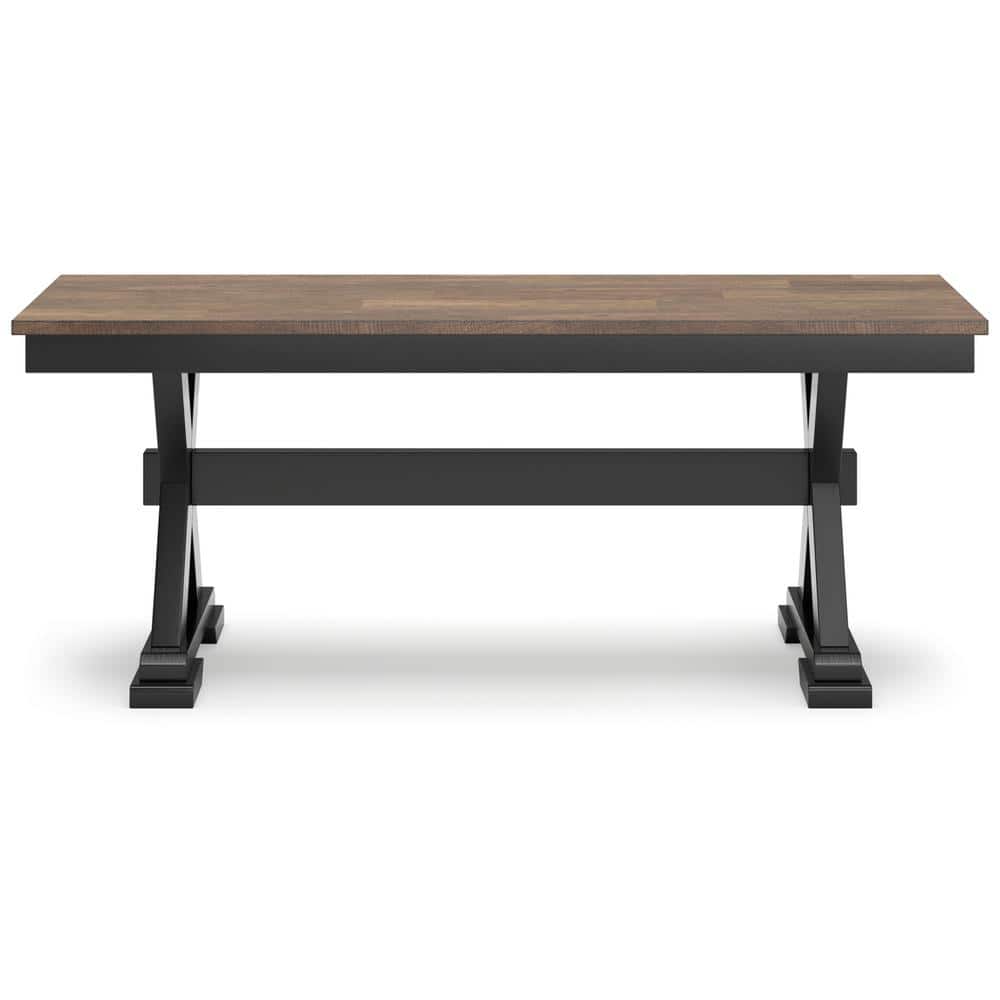 Wildenauer 48" Black and Brown Wood Dining Bench