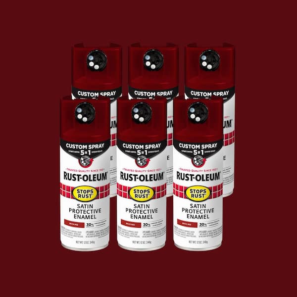Rust-Oleum Stops Rust 12 oz. Custom Spray 5-in-1 Satin Brick Red Spray Paint (Case of 6)