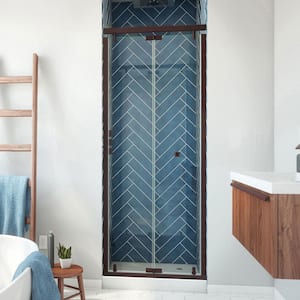 Butterfly-S 31.5 in. W x 73.875 in. H Sliding Semi Frameless Shower Door in Oil Rubbed Bronze with Clear Glass