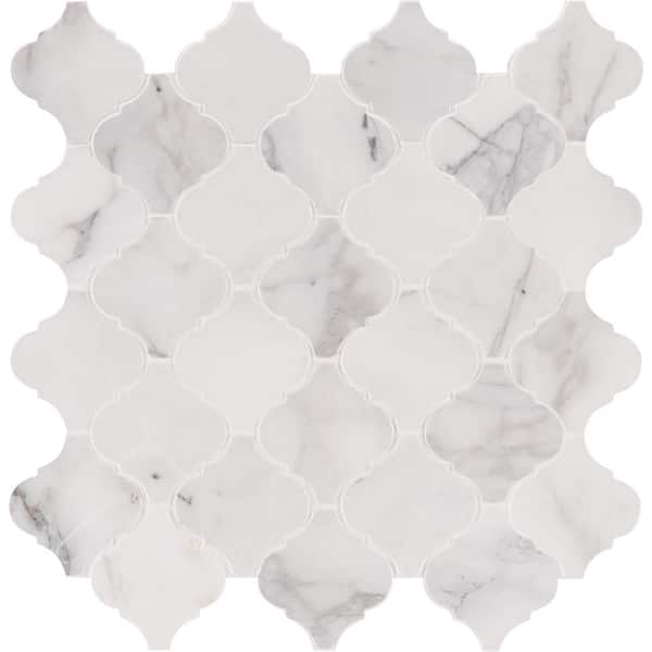 MSI Calacatta Cressa Arabesque 12 in. x 12 in. x 10 mm Honed Marble Mosaic Tile (10 sq. ft. / case)
