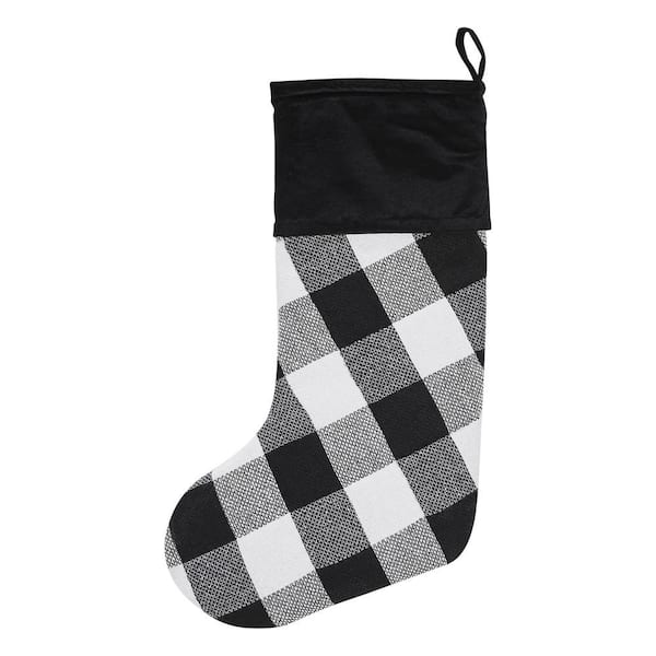 VHC Brands 20 in. Annie Black Check Farmhouse Christmas Stocking
