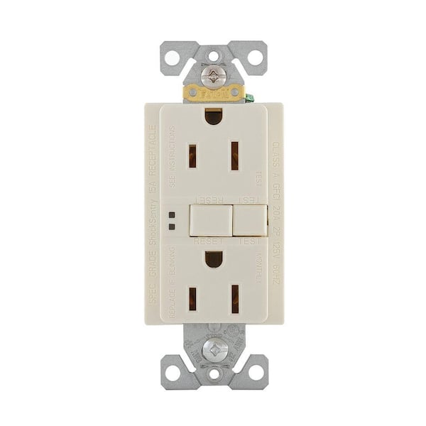 Eaton GFCI Self-Test 15A -125V Duplex Receptacle with Standard Size Wallplate, Almond