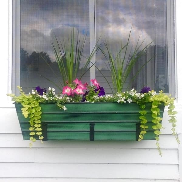 6 x Small Plastic Venetian Window Box Trough Planter Plant Pot 40cm Forest Green 