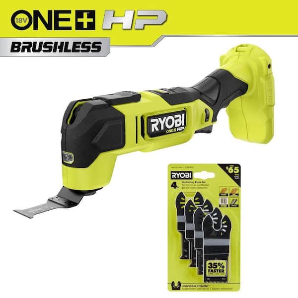 ONE+ HP 18V Brushless Cordless Oscillating Multi-Tool (Tool Only) with 4-Piece Wood and Metal Blade Set