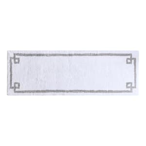 Ethan 24 in. x 72 in. White Tufted Cotton Runner Bath Rug