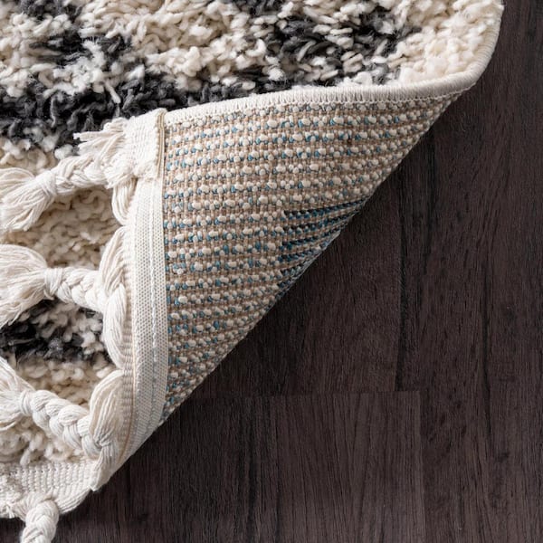 Textured Diamond Shag Bath Rug Cream - Opalhouse™