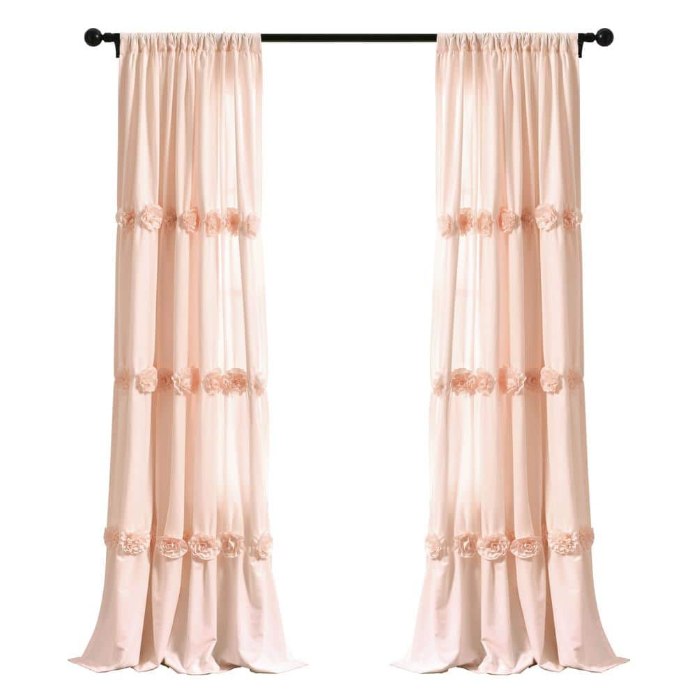 Blush Floral Rod Pocket Room Darkening Curtain 40 in. W x 84 in. L