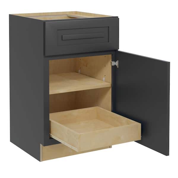 Home Decorators Collection Grayson 21 in. W x 24 in. D x 34.5 in. H Assembled Plywood Base Kitchen Cabinet in Deep Onyx with 1ROT Soft Close RH