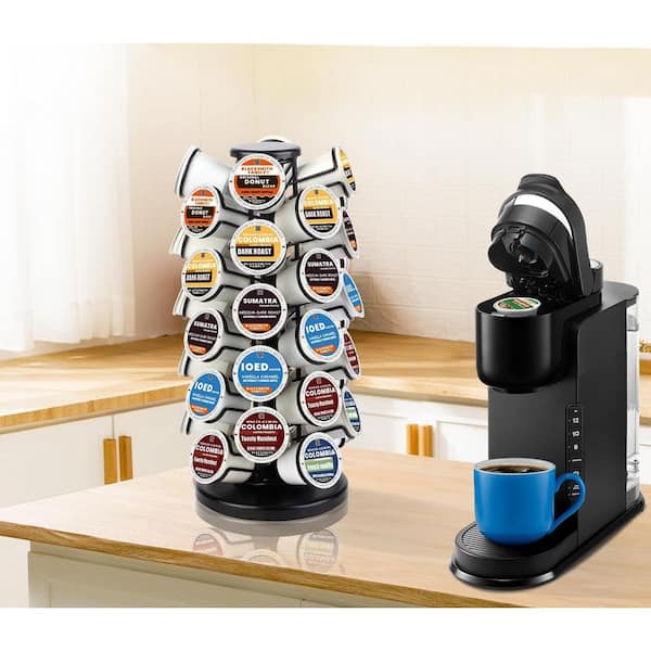 40-Capacity Black Revolving K-Cup Holder Organizer for Countertop, 360-Degree Spinning Base, No Assembly Required