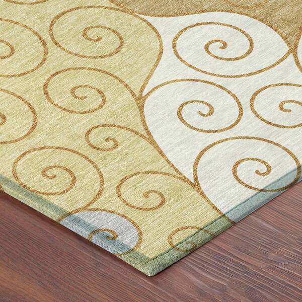 Chantille Machine Washable Indoor/Outdoor Abstract ACN2464 Gold 2 ft. x 3 ft. Accent Rug