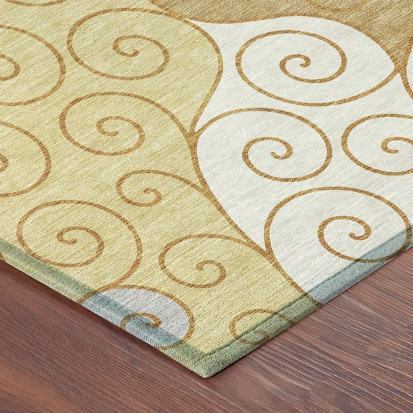 Chantille Machine Washable Indoor/Outdoor Abstract ACN2464 Gold 5 ft. x 7 ft. 6 in. Area Rug