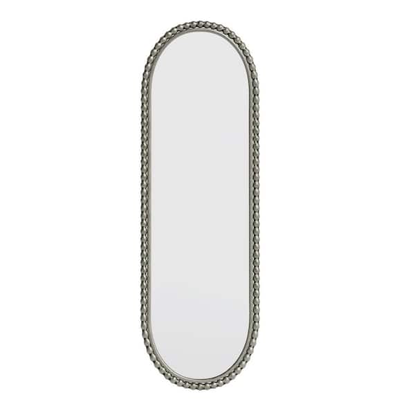 Tatahance Silver 15.7 in. W x 47.2 in. H Antique Effect Oval Metal Framed Art Wall Mirror