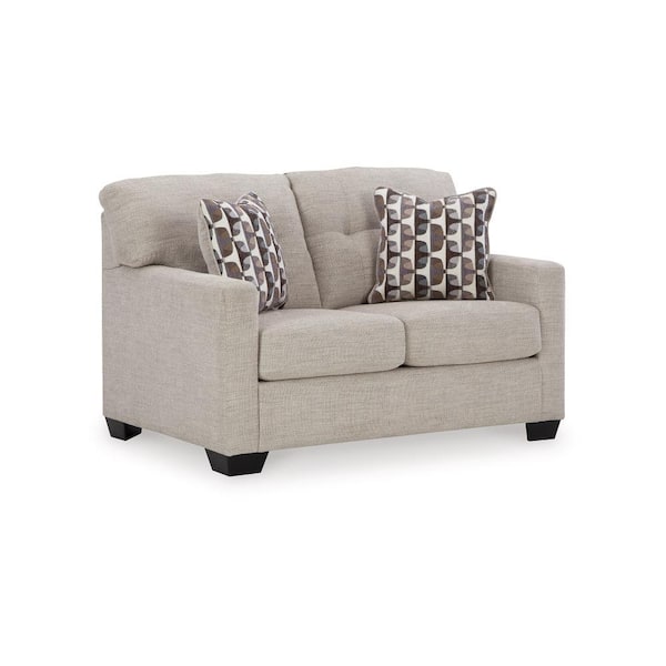 Benjara 38 in. Gray and Black Solid Print Polyester 2-Seater Loveseat with Tufted Back