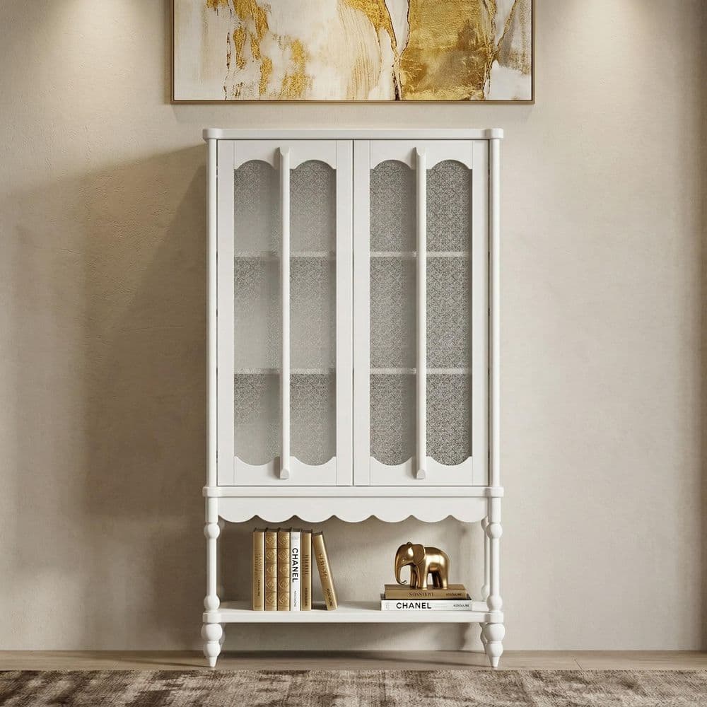 FUFU&GAGA White 62.2 in. H Accent Cabinet Office Storage Cabinet