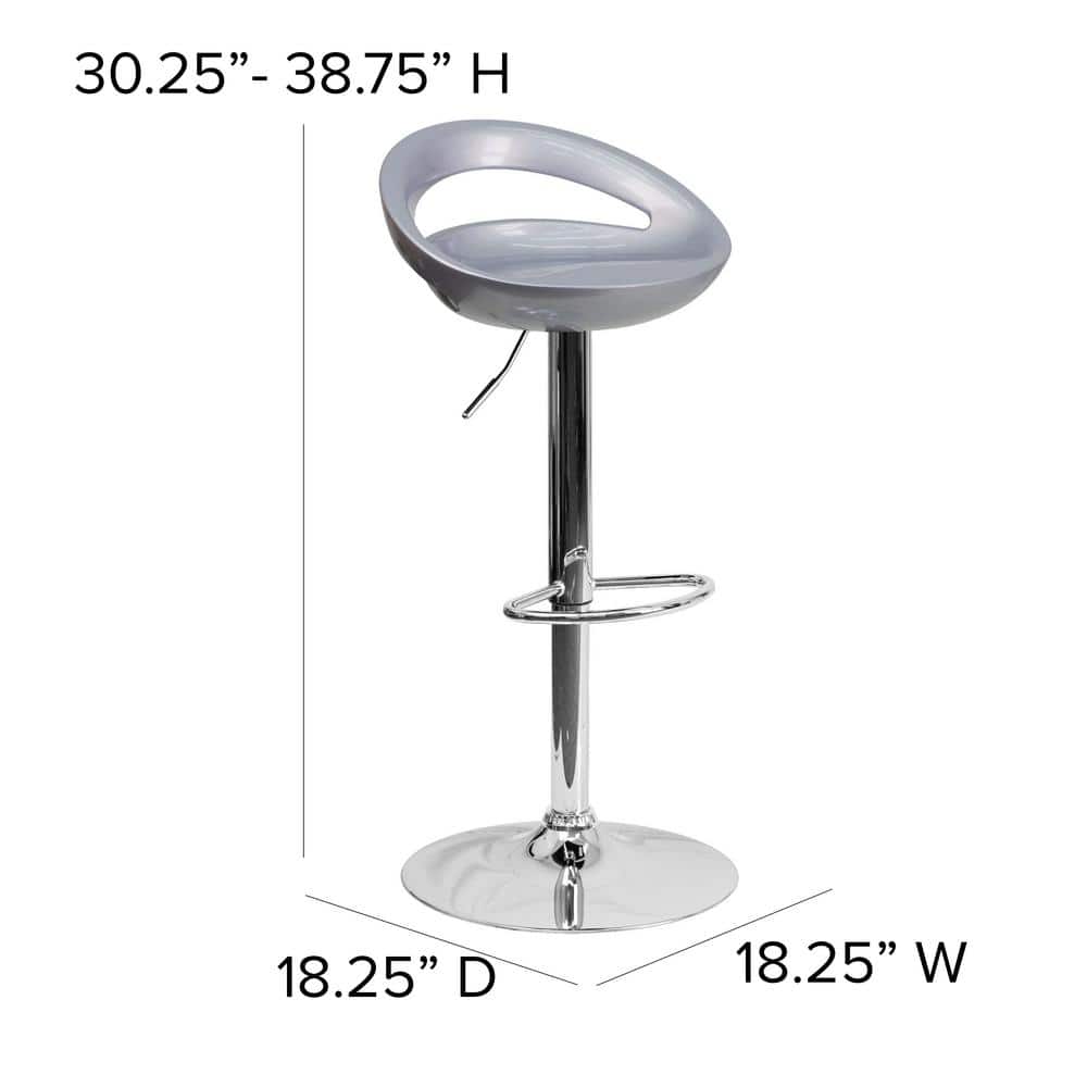 Sleek Silver Swivel Adjustable Height Backless Barstool