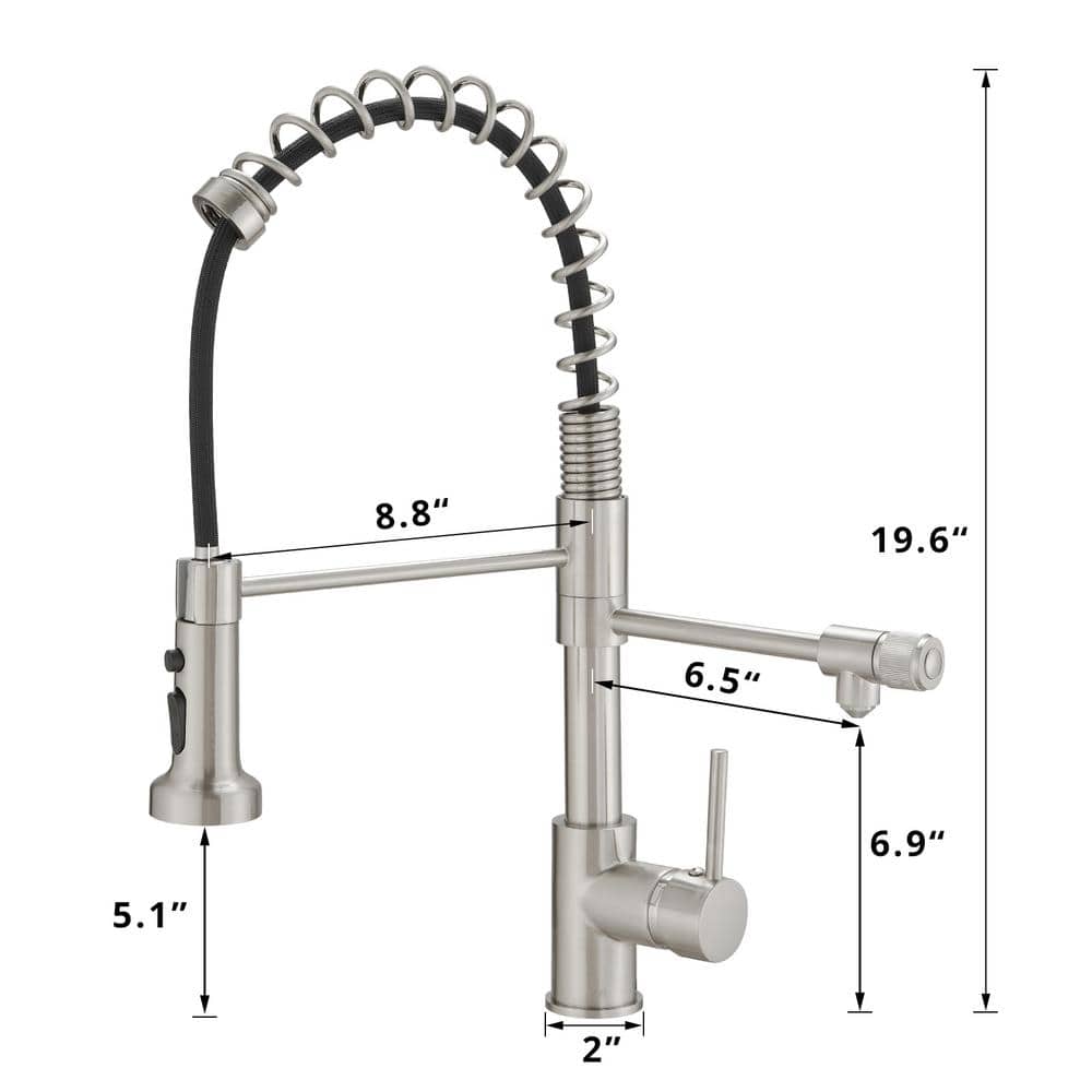 Brushed Nickel Pull Down Kitchen Faucet with Water Filter