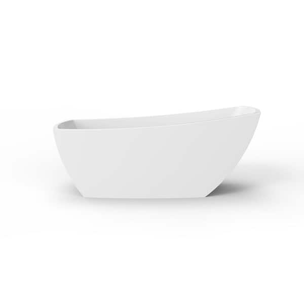 A&E Yori 67 in. x 31 in. Rectangular Soaking Bathtub with End Drain in Glossy White
