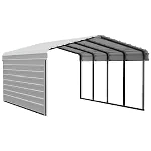 12 ft. W x 20 ft. D x 7 ft. H Eggshell Galvanized Steel Carport with 1-sided Enclosure