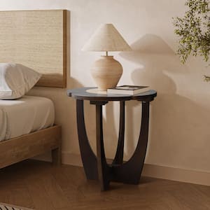 16.9 in. Dark Brown Round MDF End Table