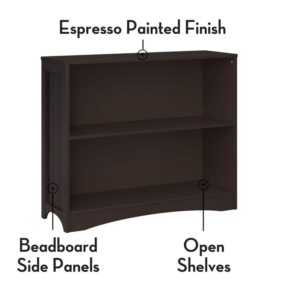 Espresso Beadboard-Inspired Kids' Horizontal Bookcase with Storage Cubes