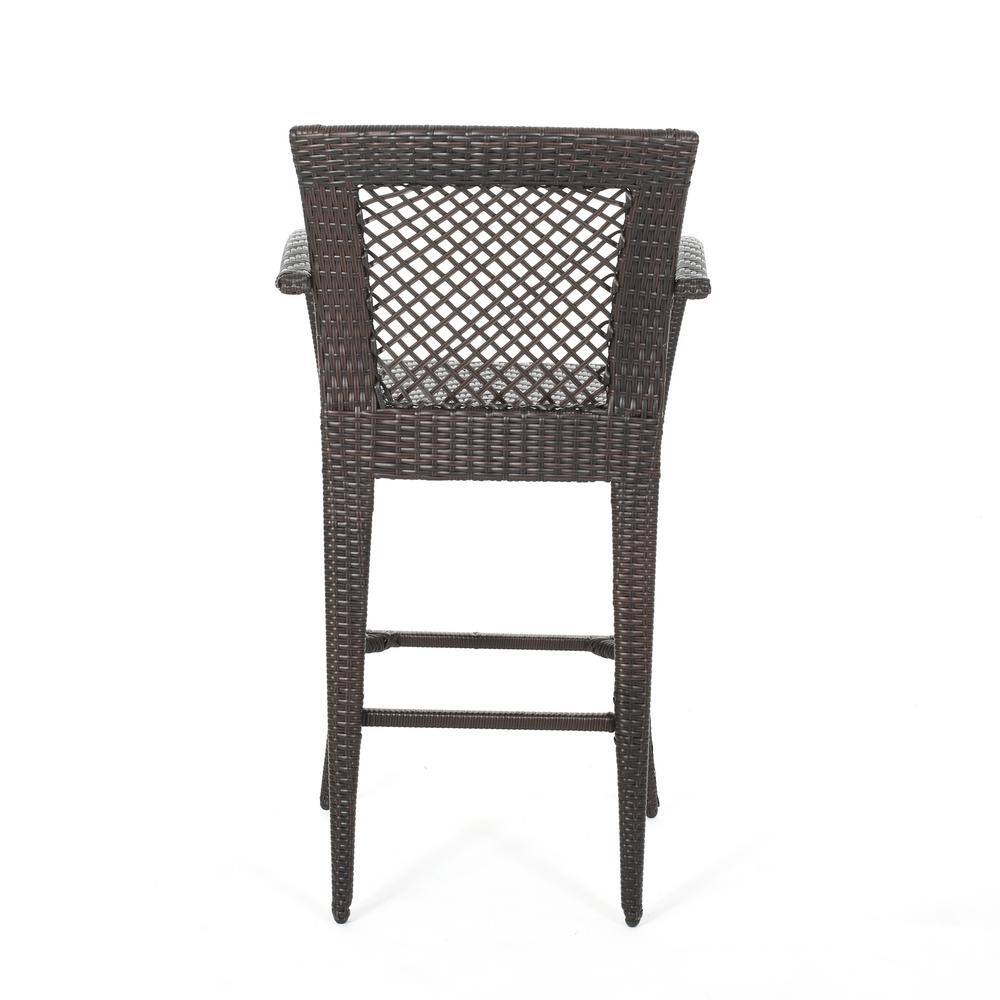 Megan 46" Dark Brown Wicker Outdoor Barstool Set