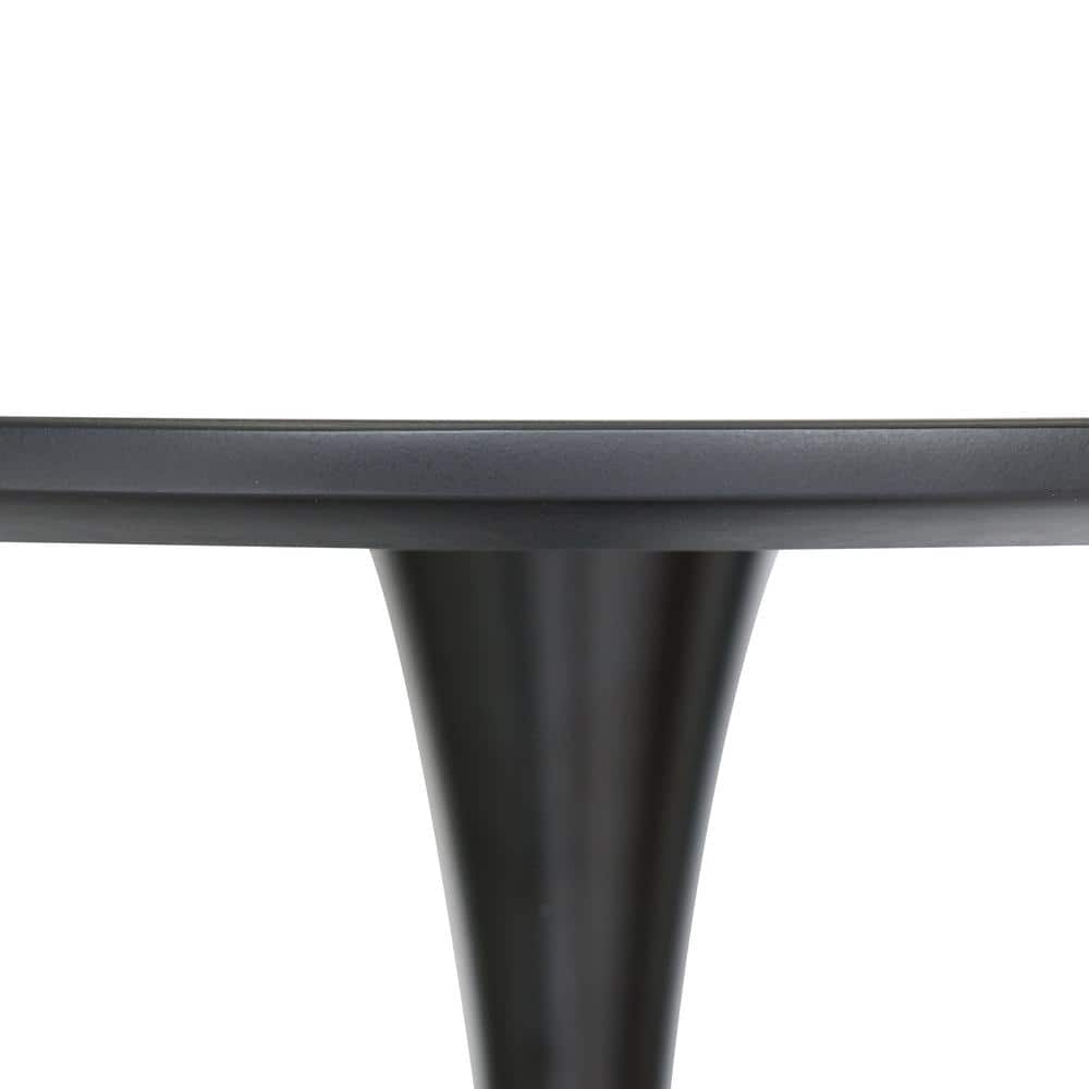 Bristol Black Round Mid-Century Modern Dining Table with Wood Top
