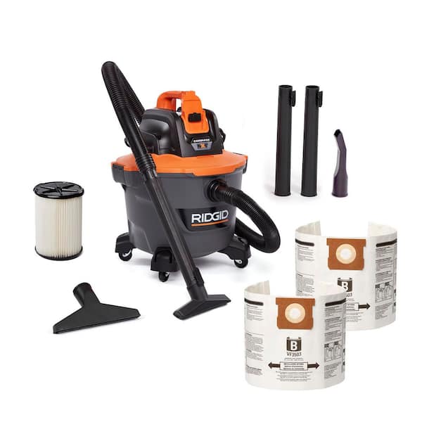 9 Gal. 18V Cordless Portable NXT Shop Vacuum HD0919 Wet Dry Vac with Filter, Hose, Dust Bags, and Accessories (Vac Only) RIDGID