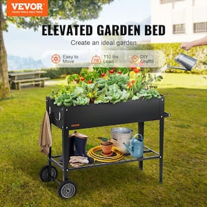 42.5 in. x 19.5 in. x 31.5 in. Black Steel Raised Garden Bed Elevated Outdoor Planting Boxes with Legs