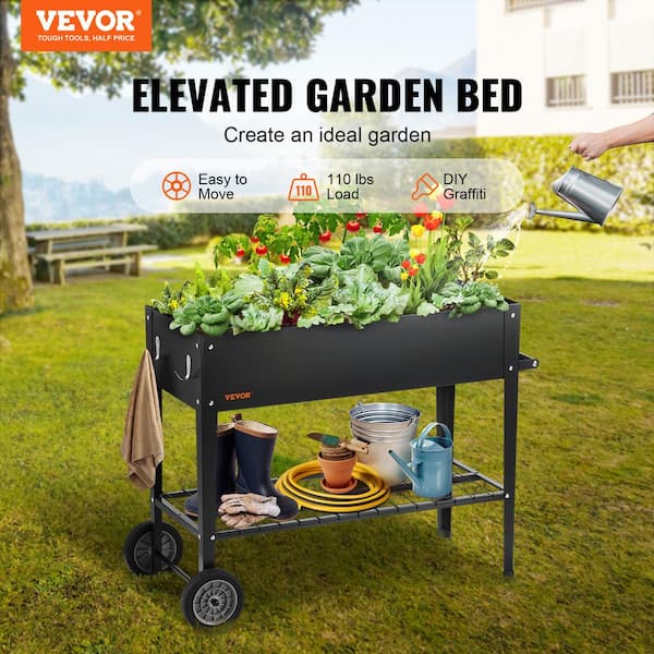 42.5 in. x 19.5 in. x 31.5 in. Black Steel Raised Garden Bed Elevated Outdoor Planting Boxes with Legs