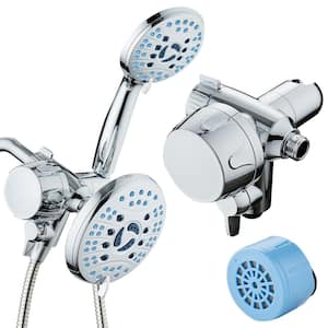 Advanced Shower Filter for Combo Shower Heads with KDF Filtration and Built-in Bracket, Antimicrobial in Chrome finish