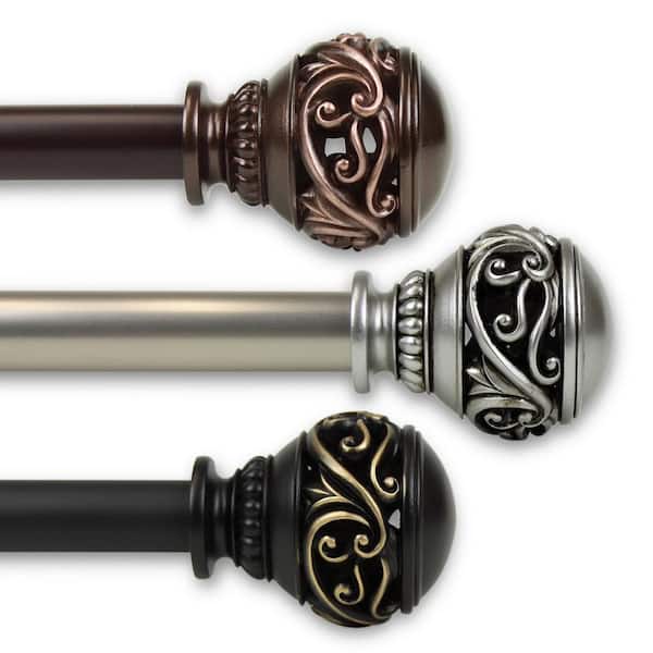 Rod Desyne Claudia 1 in. Single Curtain Rod 160 in. to 240 in. in Bronze