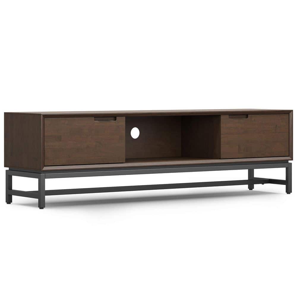 Simpli Home Banting Solid Hardwood 72 in. Wide Modern Industrial TV ...