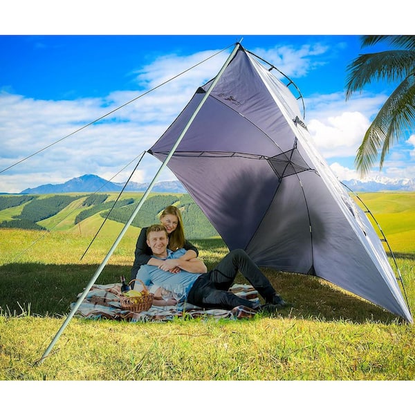 Phewnyzo 10 ft. x 12 ft. Gray Portable Teardrop Awning Canopy for