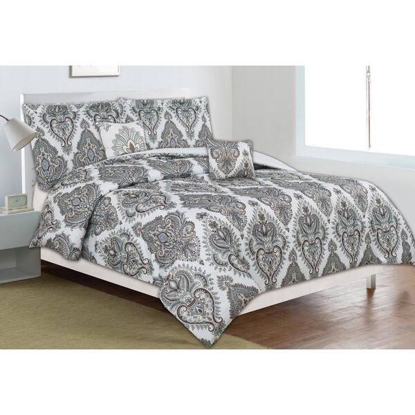 Home Dynamix Classic Trends Taupe/Teal 5-Piece Full/Queen Comforter Set