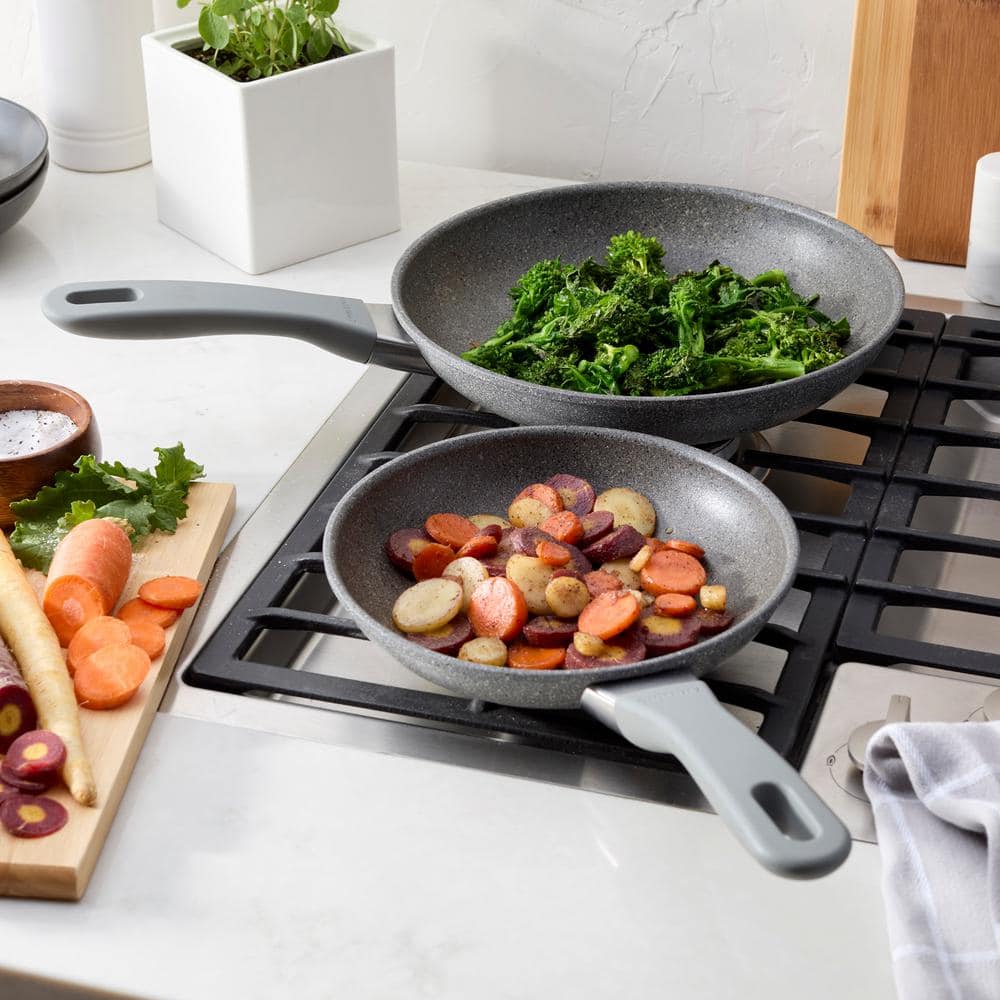 Gray Ceramic-Coated Aluminum Nonstick Fry Pan Set, 2-Piece