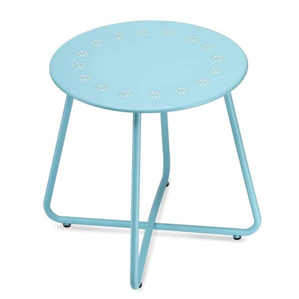 Unbranded Blue Round Steel Outdoor Side Table