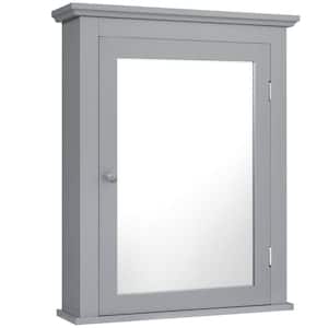22 in. W x 6 in. D x 27.5 in. H Gray Bathroom Wall Cabinet Adjustable Shelf Medicine Storage with Mirrored Door