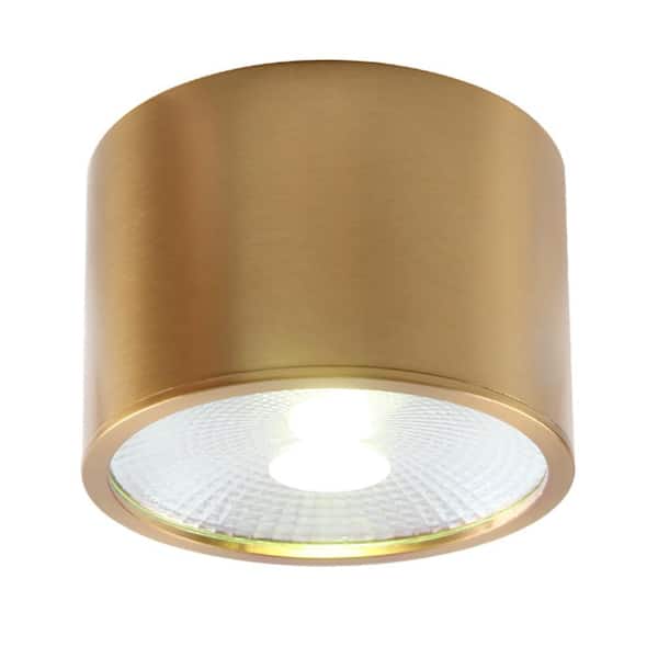 Contemporary D 4.73 in. 7-Watt Dimmable Gold Indoor Integrated LED Flush Mount downlight Natural White 4500K 700 lm