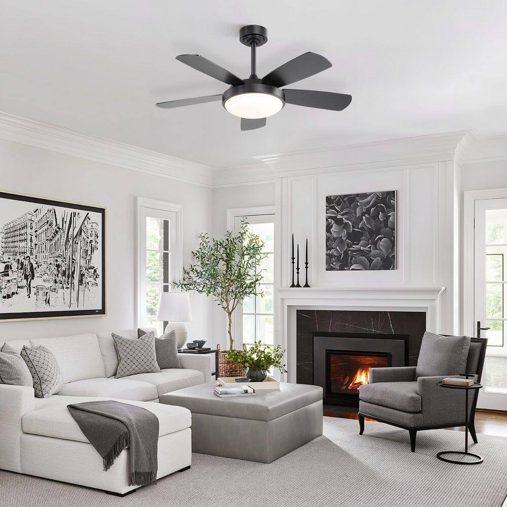 42 in. Indoor Black Downrod Mount Standard Ceiling Fan with Integrated LED and Remote Control price history on PriceWatchPro