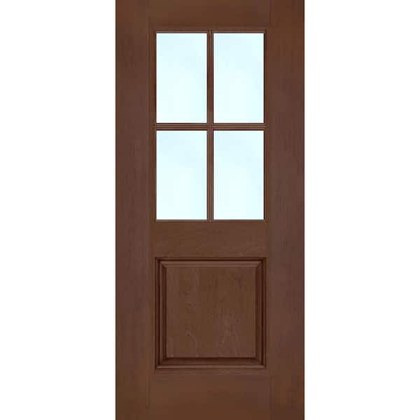 Regency 36 in. x 80 in. Universal Handing 1/2-4Lite Clear Glass Chestnut Stain Mahogany Fiberglass Front Door Slab