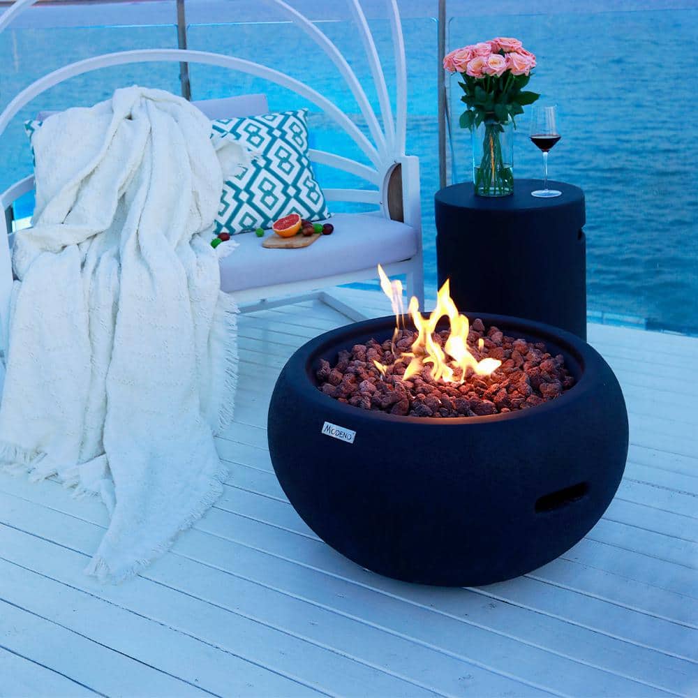 Modeno 27" Black Gas Fire Pit Table with Cover