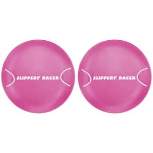 ProDisc 26 in. Metal Saucer Sled with Rope Handles, Pink (2-Pack)