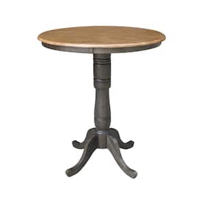 Hickory/Coal 36 in. Round Solid Wood Bar Height Dining Table